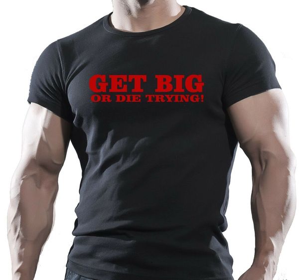 

get big or die training bodybuilding motivation t-shirt mma workout clothing top, White;black