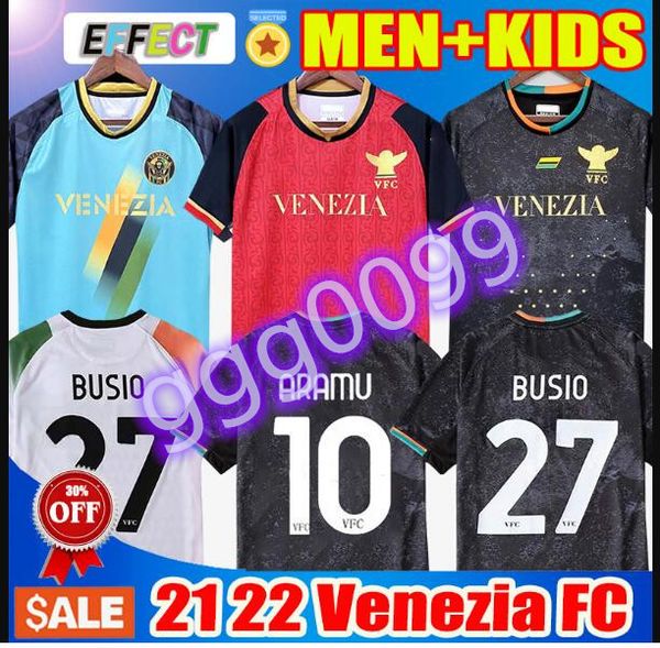 

21 22 venezia fc soccer jerseys home black away white third blue 4th red 10# aramu 11# forte venice 2021 2022 busio 27# football shirts 3rd, Black;yellow
