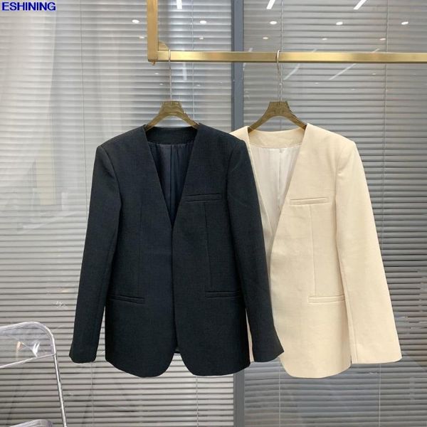 

women's suits & blazers v-neck waist suit 2022 autumn winters is concise workplace jacket blazer overzise vestes de costume pour femme, White;black