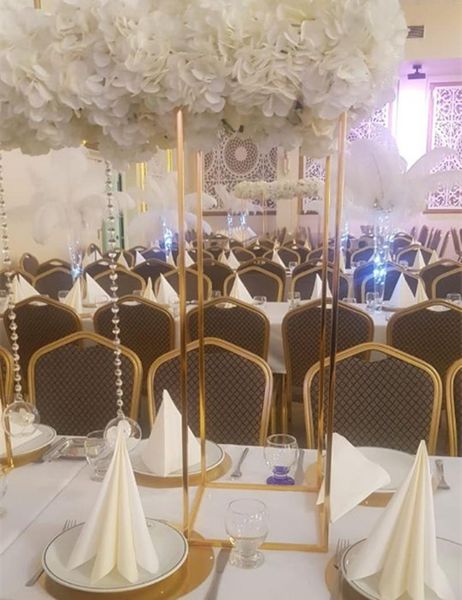 

party decoration gold flower vase 100cm / 39.4" tall column stand metal road lead wedding table centerpiece rack event
