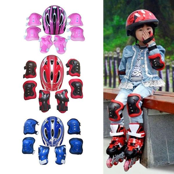 

elbow & knee pads roller skating protector set boys girls kids skate cycling bike safety helmet pad for 5-15 years old kid, Black;gray