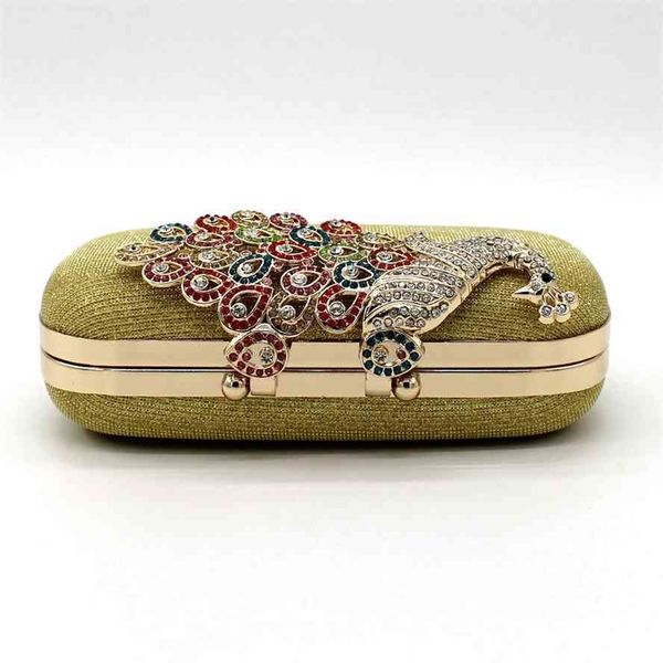 

new colorful diamond peacock powder banquet dress bag