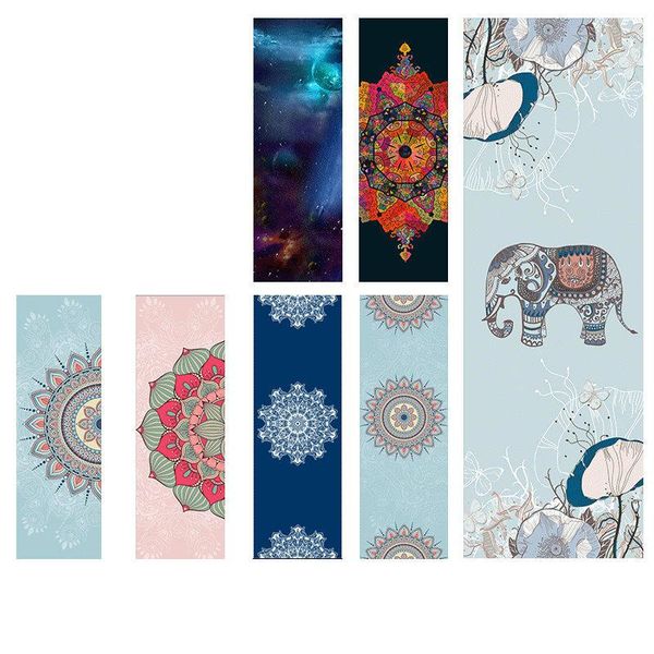 

183cm anti slip double side velvet yoga mat printing fitness exercise towel custom microfiber mats