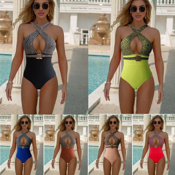 

one-piece swimsuit female 2021 summer beach bathing suit high waist swimwear women print multicolor 1-piece swimsuits womens two-piece suits