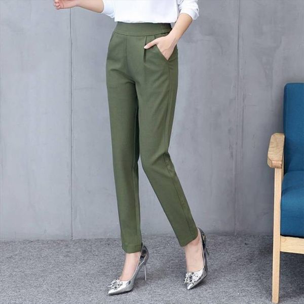 

fashion autumn solid color women capris pantalones mujer slim casual comfortable spring trousers, Black;white