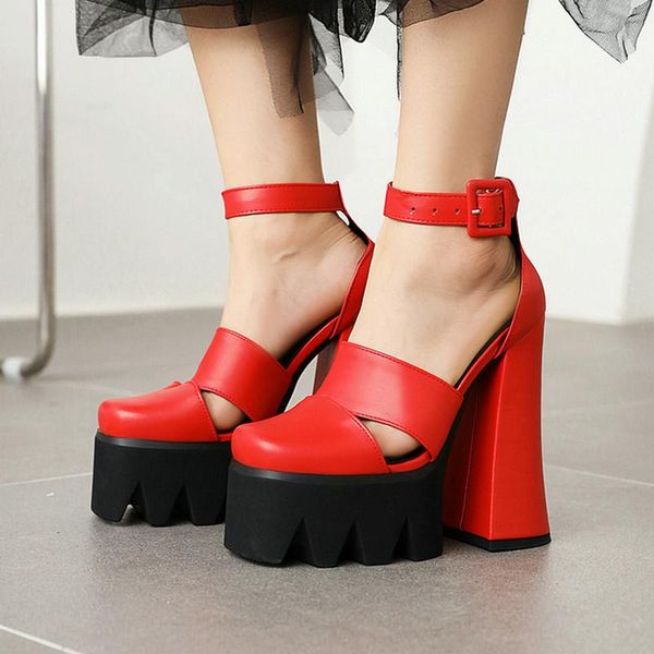 

dress shoes 2021 faux suede super square high heel platform women pumps fashion buckle party women's black red