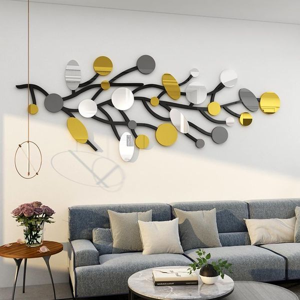 

wall stickers branch mirror sticker for modern home decoration bedroom layout tv background decal diningroom art geometry mural post