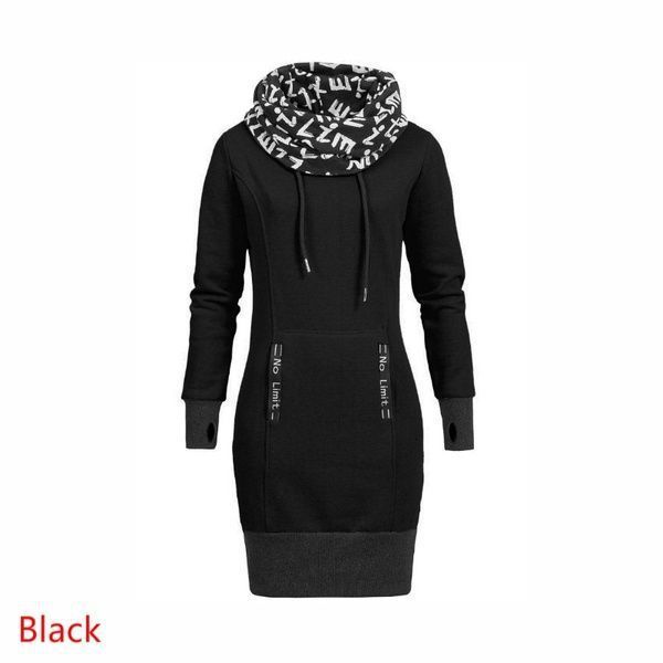 

women's hoodies & sweatshirts warm spring large size s-6xl women casual black long-sleeved letter printed collar slim autumn female nea
