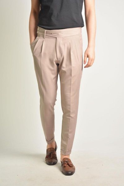 

men's pants bilingual double pleated italian cut beige men 's clucth, Black