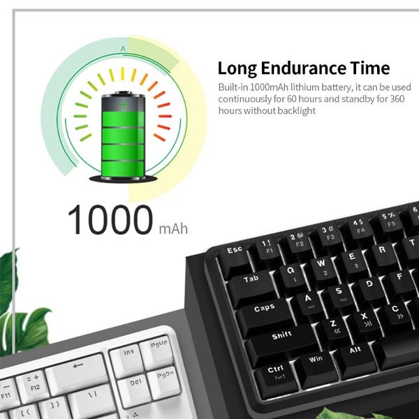 

ajazz k680t wired keyboard bt dual-mode mechanical 68 keys compact white backlight type-c keyboards