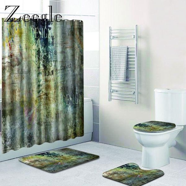 

bath mats zeegle toilet set waterproof curtain pedestal rug polyester seat cover mat foot floor anti slip