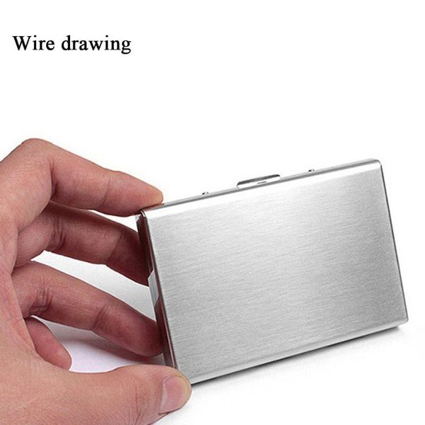 

card holders creative business case stainless steel slim metal holder box cover credit men wallet, Brown;gray