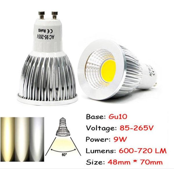 

bulbs ultra bright gu10 85-265v cob led 9w cool white 5700k-6500k cree spot light