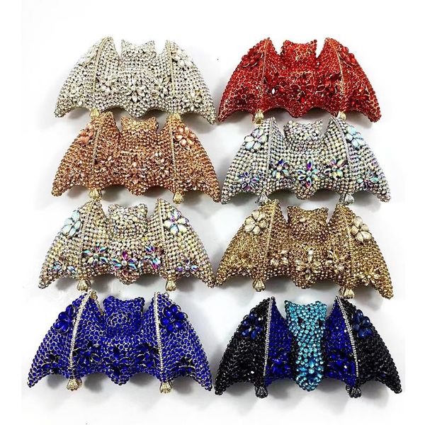 

arrival bat shape diamond evening purse women crystal bag red/champagne/blue 8 colors lady party prom shoulder handbags bags