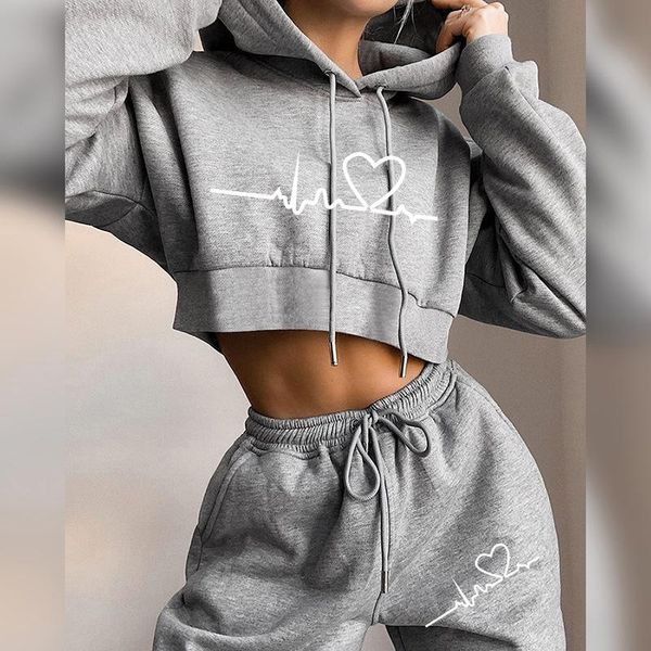 

spring autumn women's tracksuit hoodies 2 piece set short sweatshirt + pants women sport suit female sportswear two, White