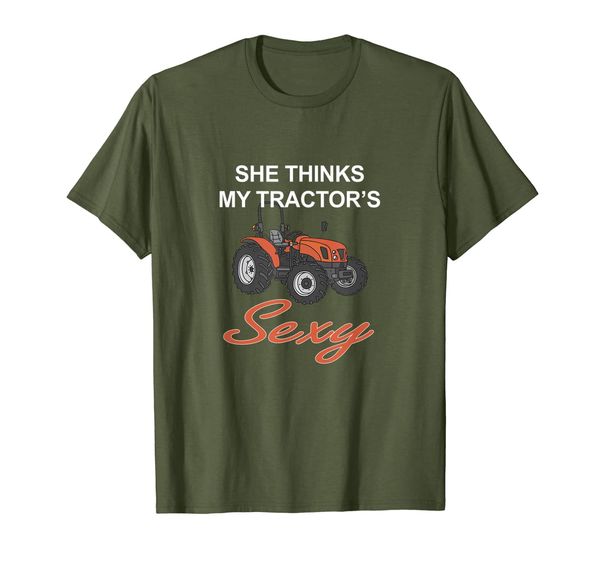 

funny farmer gift - she thinks my tractor's t-shirt, White;black