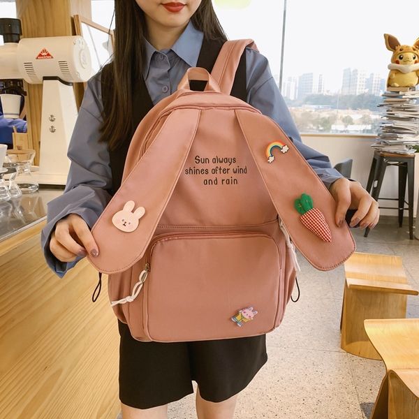 

backpack 2021 ins rabbit ear schoolbag net red junior high school students women's fashion