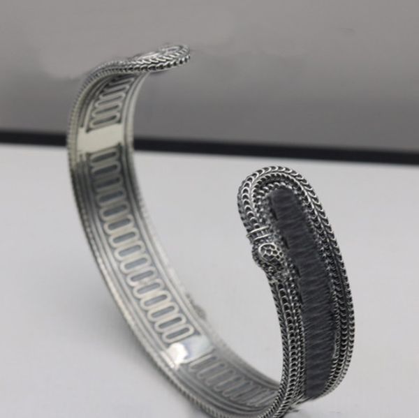 

silver plated bracelet retro fashion design tongue letter bracelet opening adjustable jewelry supply nrj, Black