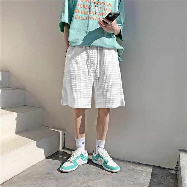 

summer shorts men's casual loose straight breathable pants sports wide-legged 5-point black and white gray color, White;black