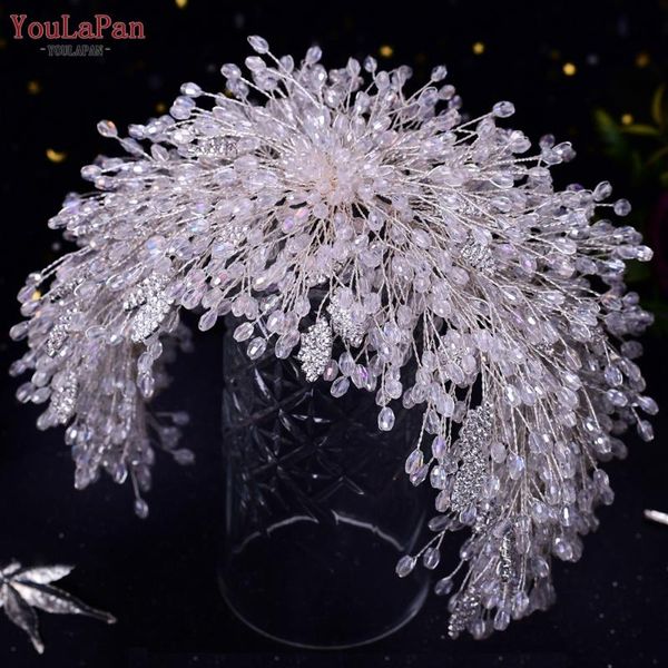

hair clips & barrettes youlapan hp397 white crystal bridal tiara wedding crowns rhinestone women crown wire headband accessories headdress, Golden;silver