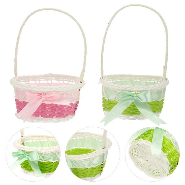 

storage baskets 2pcs handheld basket rattan woven craft