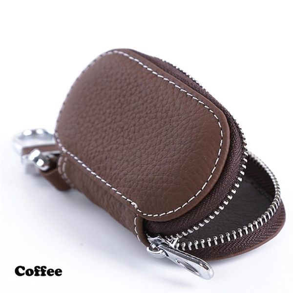 

keychains 4 colors durable key rings genuine leather car remote wallets bag keys zipper case interior accessories, Silver