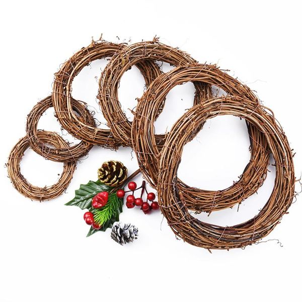 

decorative flowers & wreaths 10-35cm rattan ring artificial diy hanging wreath hoop door craft party decorations christmas wedding