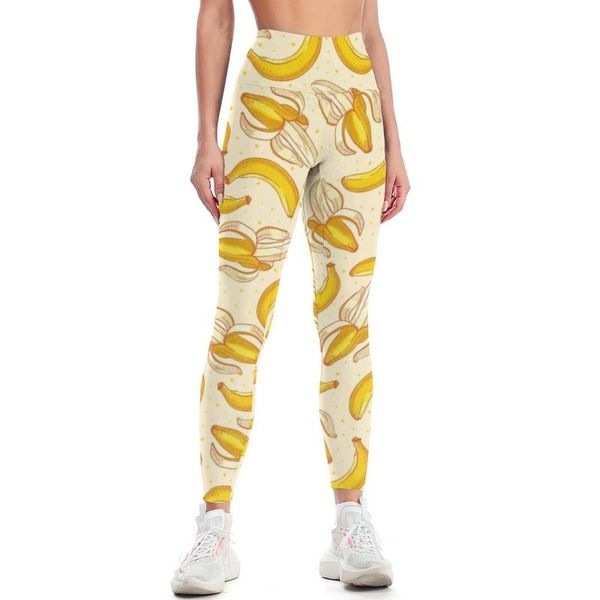 

yoga outfit banana leggings printed lady pants protective cute exercises