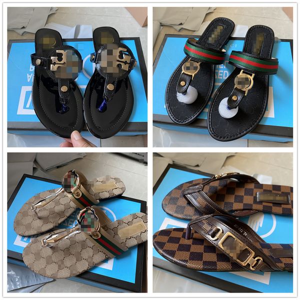 

women summer sandal g shoes luxury designer flip flops brands letter tb genuine leather beach flat casual slippers tory slide, Black