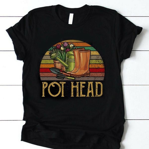 

vintage sun pot head gadening t-shirt, White;black