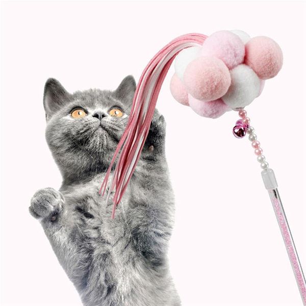 

cat toys pet teaser kitten teasing stick fairy ball bell tassels interactive supplies cute cats