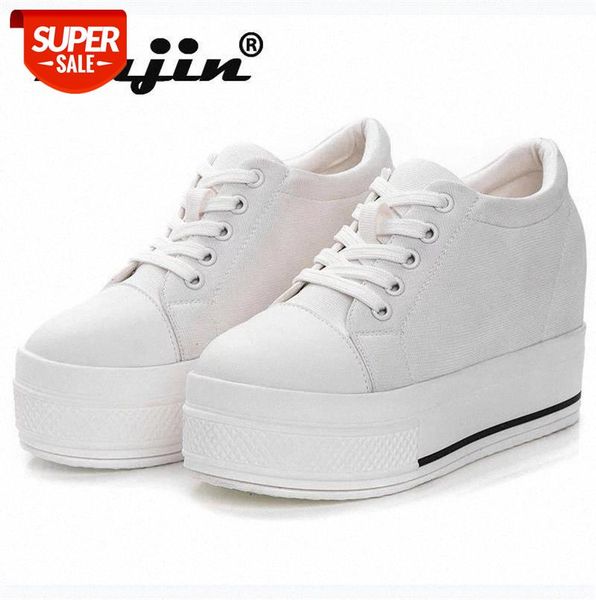 

fujin platform shoes women's 2021 fashion canvas thick bottom lace round toe solid cross tied women casual #y62z