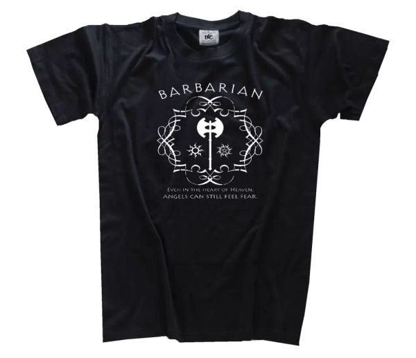 

comuputer game - barbarian - even in the heart of heaven t-shirt s-3xl, White;black