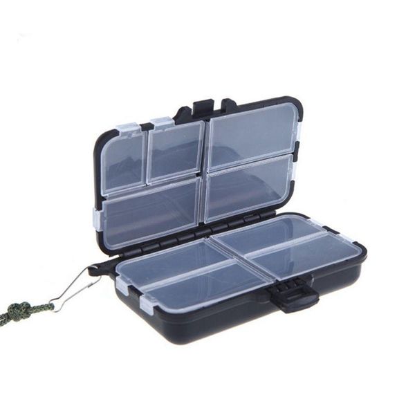 

1pcs utility black fishing tackle box lures hooks hard plastic 8 compartments tools s style braid line