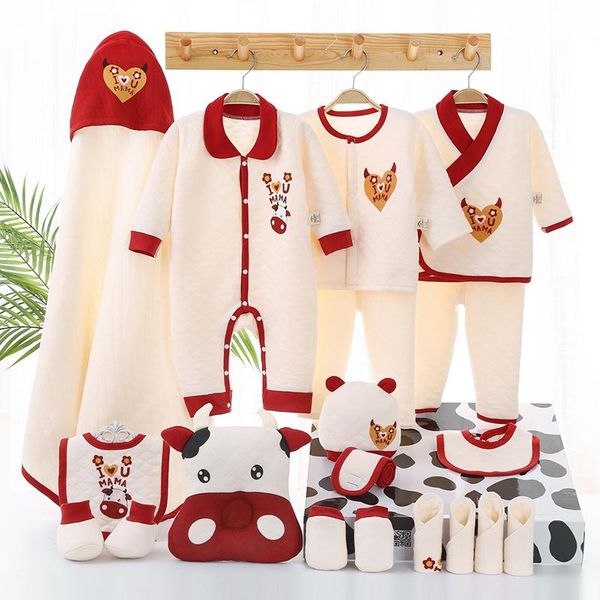 

0-1year baby clothes set autumn winter cotton born boys girls suit kids gift clothing sets, White