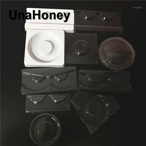 

100/200 pcs plastic tray mink lashes diamond triangle white round wholesale packing box case transparent make up1