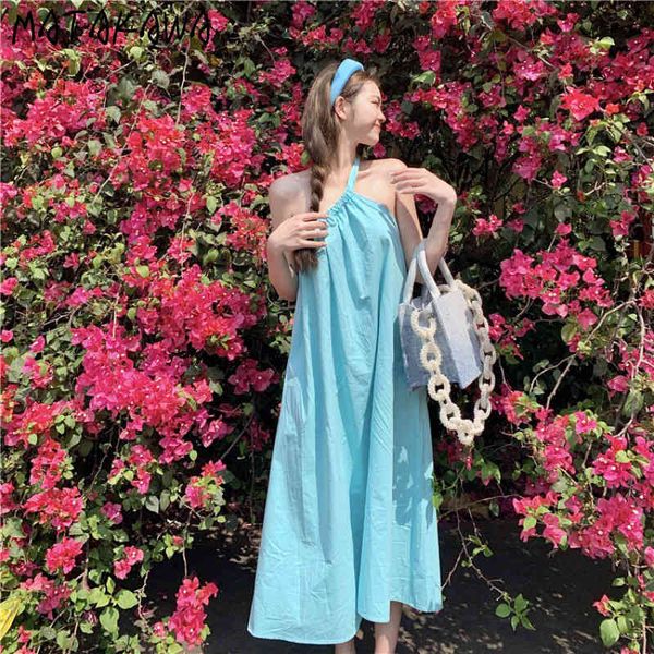 

matakawa vintage sleeveless mid-length woman dress summer vestido feminino loose strap green robes women's clothing 210513, Black;gray