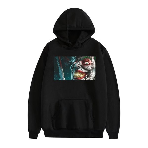 

2020 new clown haha joker men's and women's fashion casual hooded sweater1, Black