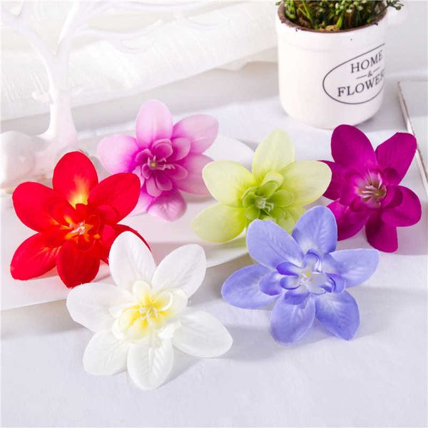 Flor artificial colorida Cabeça de flores Novos estilos Flores artificiais de seda artesanal para decoração da sala de natal de casamento Decoração