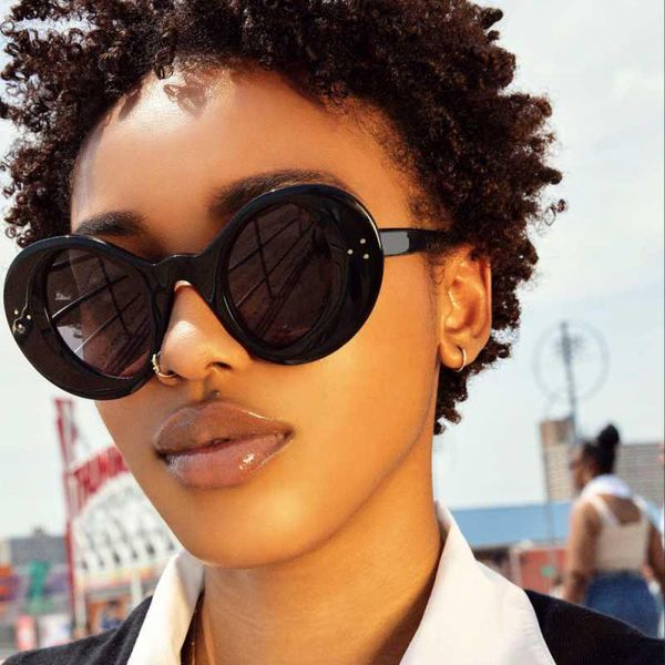 

sunglasses 2021 white oval frame fashion brand designer hip hop goggles steampunk men red green oversized glasses uv, White;black