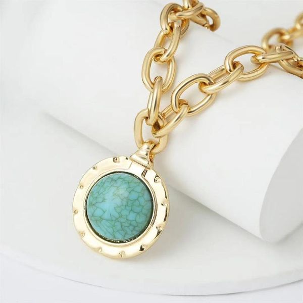 

chains big simulated blue beads pendant necklace for women asymmetric toggle necklaces collares punk goth jewelry girls gift, Silver