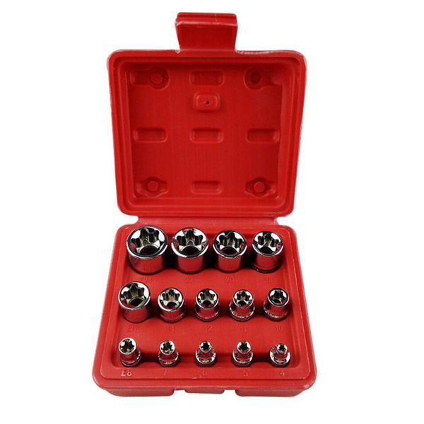 

professional hand tool sets 14pcs repair durable portable drive bit tools steel torx combination socket set metric e4-e24 e star home