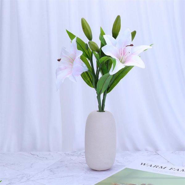 

decorative flowers & wreaths 5pcs artificial lily simulation pvc for home wedding decor po props (white pink/watermelon red/pink/white yello