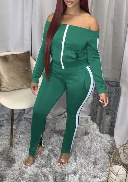 

women's two piece pants fashion set women tracksuit spring autumn clothes full sleeve off the shoulder long suit casual outfits 2021, White