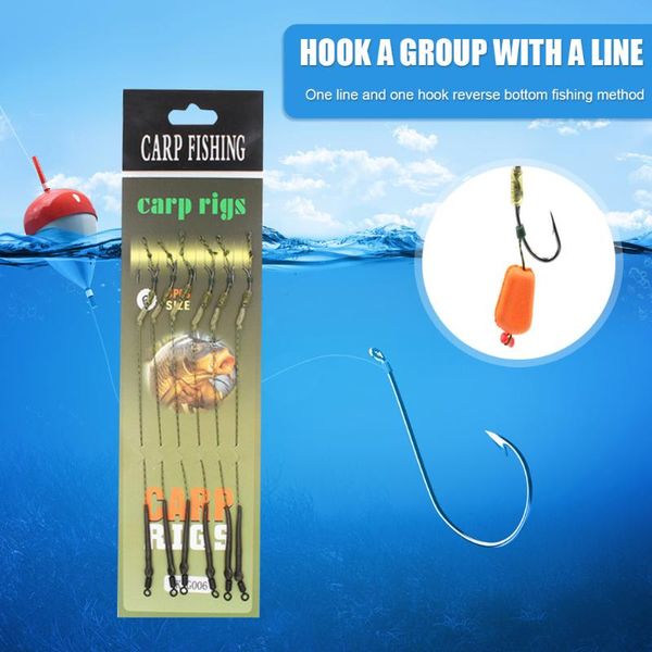 

6pcs carp fishing accessories chod rig ball bait line hooks tied rigs tackle braid