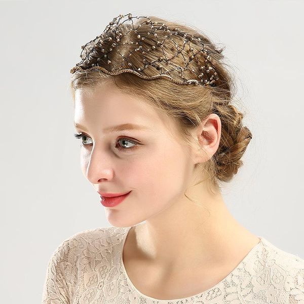 

hair clips & barrettes crystal head buckle rhinestone mesh hairband temperament simple casual female fashion jewelry accessories for women, Golden;silver