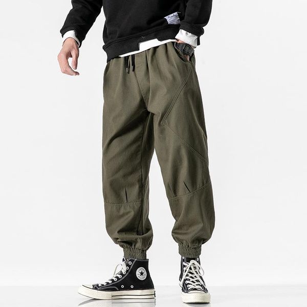 

spring summer men's casual pants men breathable cotton trousers male chinese flax loose harem beam leg joggers, Black
