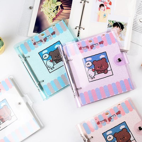

card holders 20 pages diy paste po pvc portable 3/4/5/6 inch picture case storage name id holder family, Brown;gray