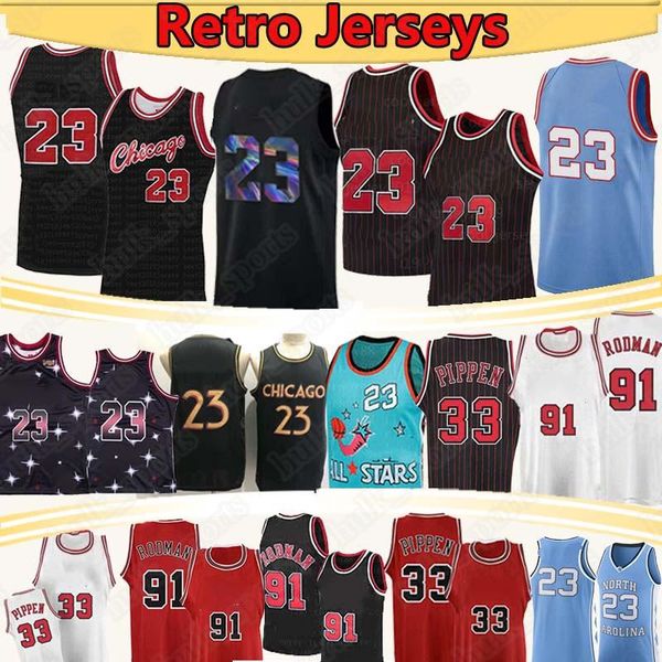 

scottie 33 pippen 23 ncaa basketball jerseys dennis 91 rodman college north carolina state university mesh basketball jersey 2021, Black;red