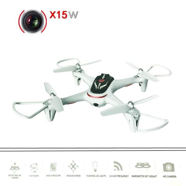 

wifi fpv rc drone x15w 2.4g 4ch 6 axis app control attitude hold one key return remote quadcopter toys with hd camera drones